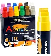 Tavolozza Fine Arts 12 Colors Jumbo Markers, 15mm Felt Tip Jumbo Poster Markers Set, Acrylic Pain...