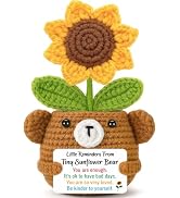 GevGuxLuo Handmade Positive Crochet Sunflower Bear, Inspirational Get Well Gifts for Women Friend...