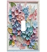 Decorative Art Light Switch Covers Macaron Hues Flowers Single Toggle Wall Plate Decorative Switc...