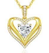 CDE Gold Moissanite Infinity Love Heart Pendant Necklace for Women, 1-3 Carat 925 Sterling Silver...