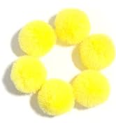 Fluffy Faux Fur Pompom Ball with Tiny Cord for Hat Shoes Garment Accessories 2.8in Pack of 6pcs Y...