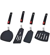 Silicone Spatula Turner, 4-Pack Spatulas 600°F Heat Resistant Set for Nonstick Cookware, Kitchen ...