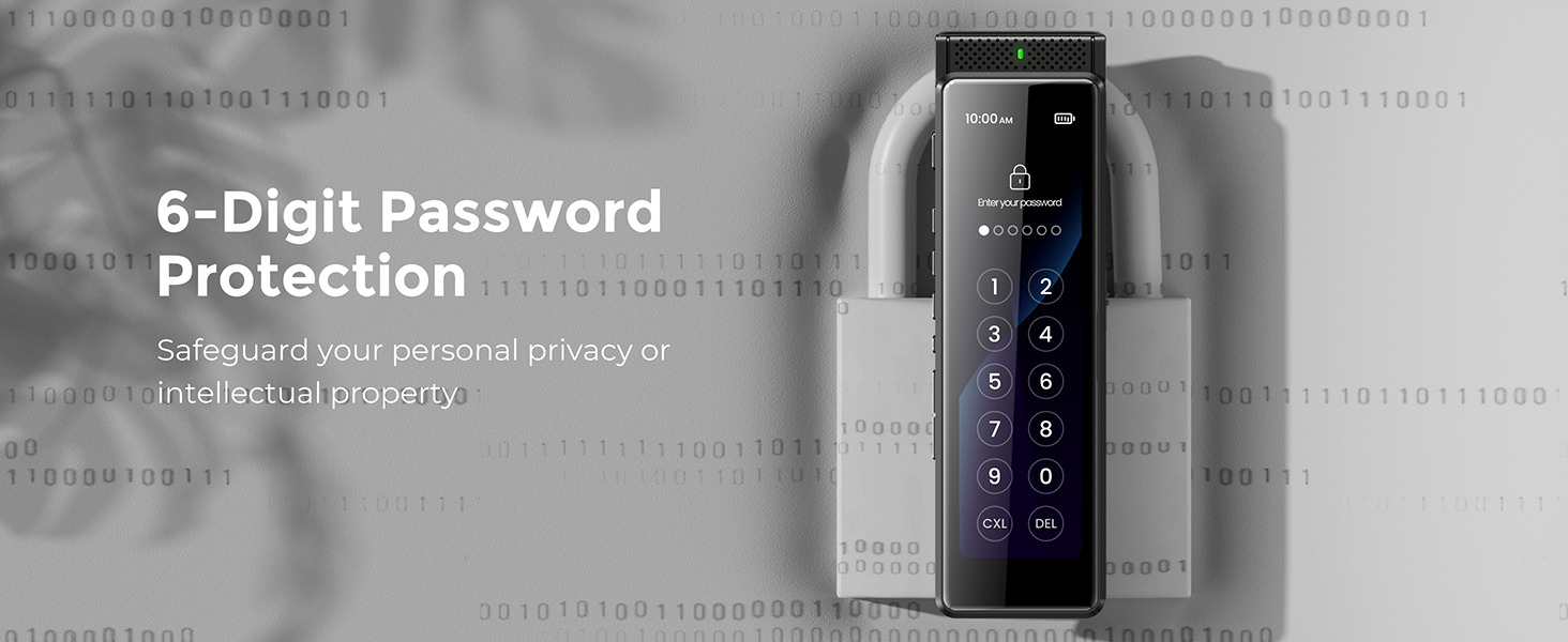 audio recorder with password protection