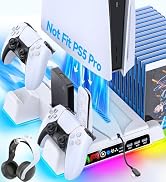 PS5/ PS5 Slim Stand for Disc & Digital Console, PS5 Cooling Station with Dual Controller Charging...