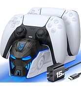 Upgraded for PS5 Controller Charger with Fast Charging AC Adapter, Dual Controller Charging Stati...