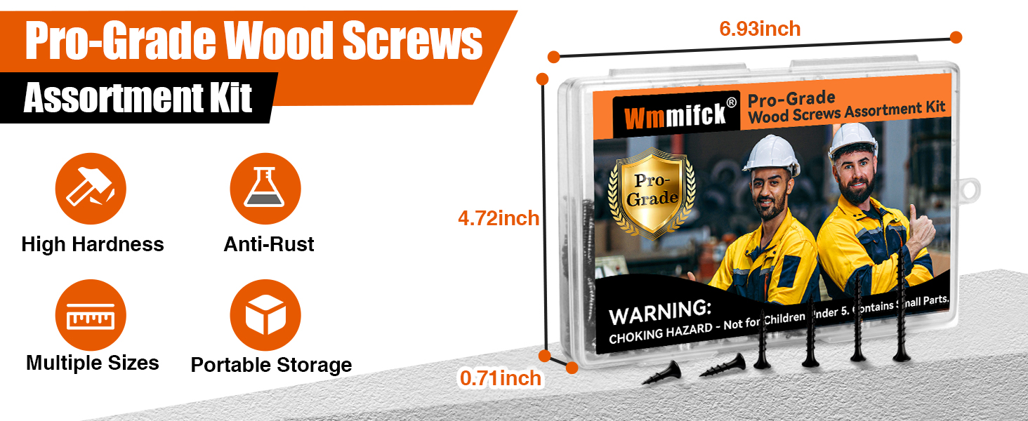 Pro-Grade 210 Pcs Wood Screws Assortment Kit