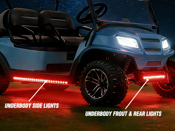 4PCS Golf Cart Underbody Lights Kit RGB Multi-Mode LED Neon Accent Lighting Lamp