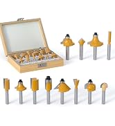 REKCKRUL 12 Pieces Tungsten Carbide Router Bit Set 1/4 Inch Shank for Beginners Woodwork Tools, I...