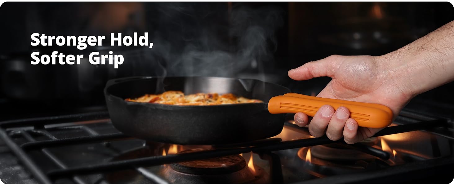 premium silicone handle cover for cast ironkeeps hands safe and grip strong even on a hot stovetop