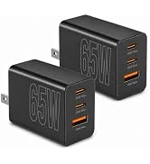 3-Port 65W USB C Charger, 2-Pack PD Quick 3.0 Charger for Galaxy S26 Ultra | Type C Charging with...
