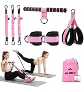 WHATAFIT Pedal Resistance Band with Handles, 3-Tube Adjustable Exercise Bands (40/50/60 lbs), Foo...
