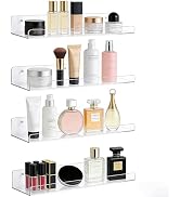 RUIPBOTE Clear Acrylic Floating Shelves for Wall, 15'' Floating Shelves for Perfume, Skincare, Bo...