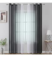 Estelar Textiler Black and White Ombre Semi Sheer Curtains 84 Inches Long for Living Room, Lightw...