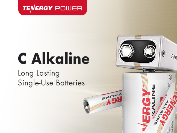 Long lasting single-use C size alkaline batteries