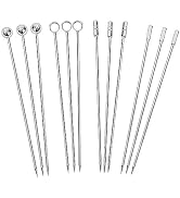 Cocktail Picks Reusable Stainless Steel Martini Picks Set Fruit Stick Toothpicks, Drink Skewers F...