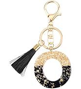 Suweibuke Fashion Black Key Chains for Women Girls, Initial Letter Keychains with Tassel, Charms ...