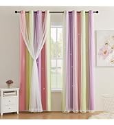 XiDi Curtains for Girls Bedroom Decor Kids Blackout Curtains for Nursery Room Darkening Rainbow P...