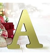 Aocean 6 Inch Golden Wood Letters Unfinished Wooden Letters for Wall Decor Decorative Standing Le...
