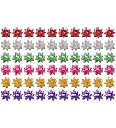 60pcs 2” Small Gift Bow for Presents Multicolor Small Star Bow for Gift Box, Christmas, Parties, ...