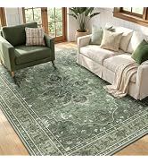 RELEANY Area Rugs 5'x7' Washable Non-Slip, Floral Vintage Distress Print Pattern Medallion Carpet...