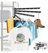Terapaton RV Clothes Drying Rack, 26.5-inch Width Ladder Mounted Clothes Drying Rack with 5 Swive...