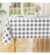 misaya Rectangle Waterproof Vinyl Table Cloth, Buffalo Flannel Backed Tablecloth, Wipeable Plasti...