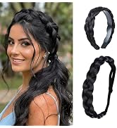 MaopaoBeauty 2-Pack Braided Headband for women | Braid Headband with Teeth + Stretch Braided Hair...
