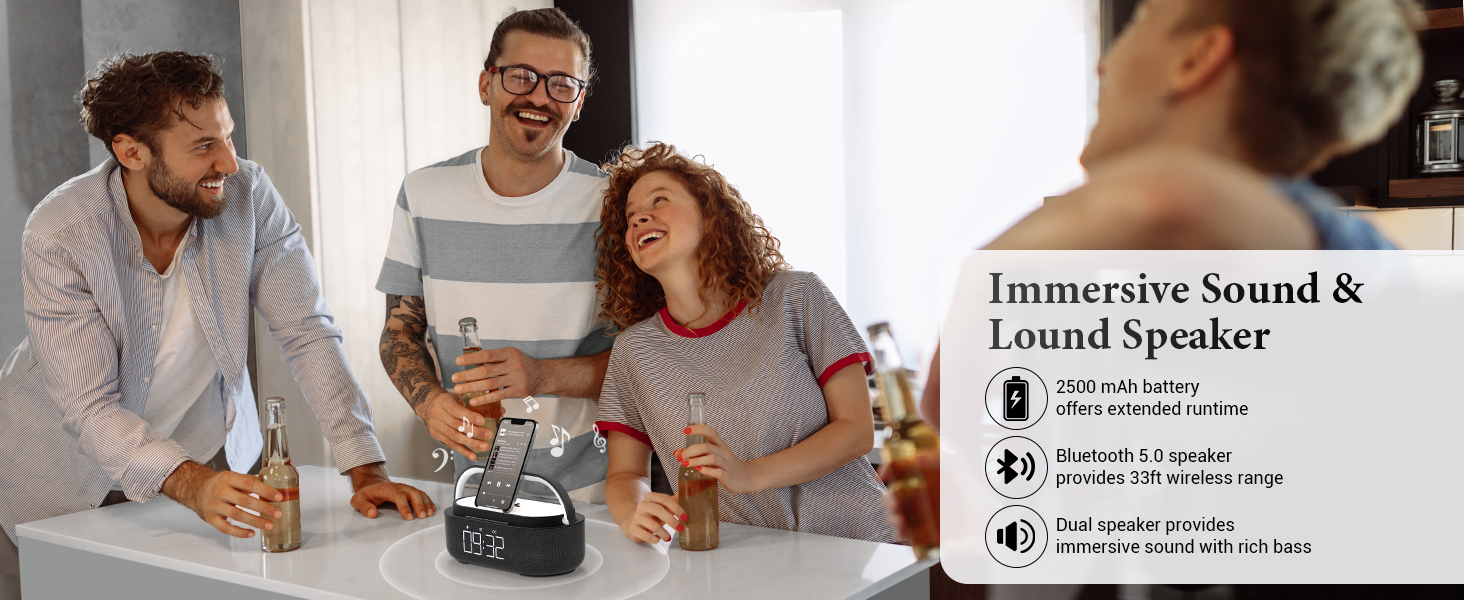 radio small Alarm Clock Radio for Bedrooms with 7 Color Night Light, Dual Alarm, Dimmer, USB Charger