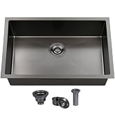 Ufaucet 28 Inch Undermount Kitchen Sink Black, 28x18 Gunmetal Black 16 Gauge Stainless Steel Sing...