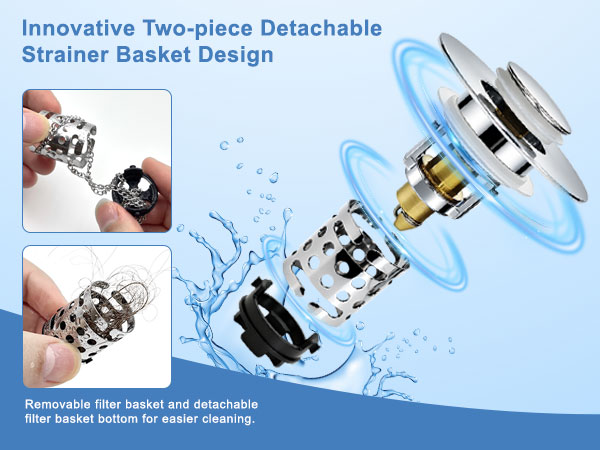 3 in 1 bathroom sink drain strainer