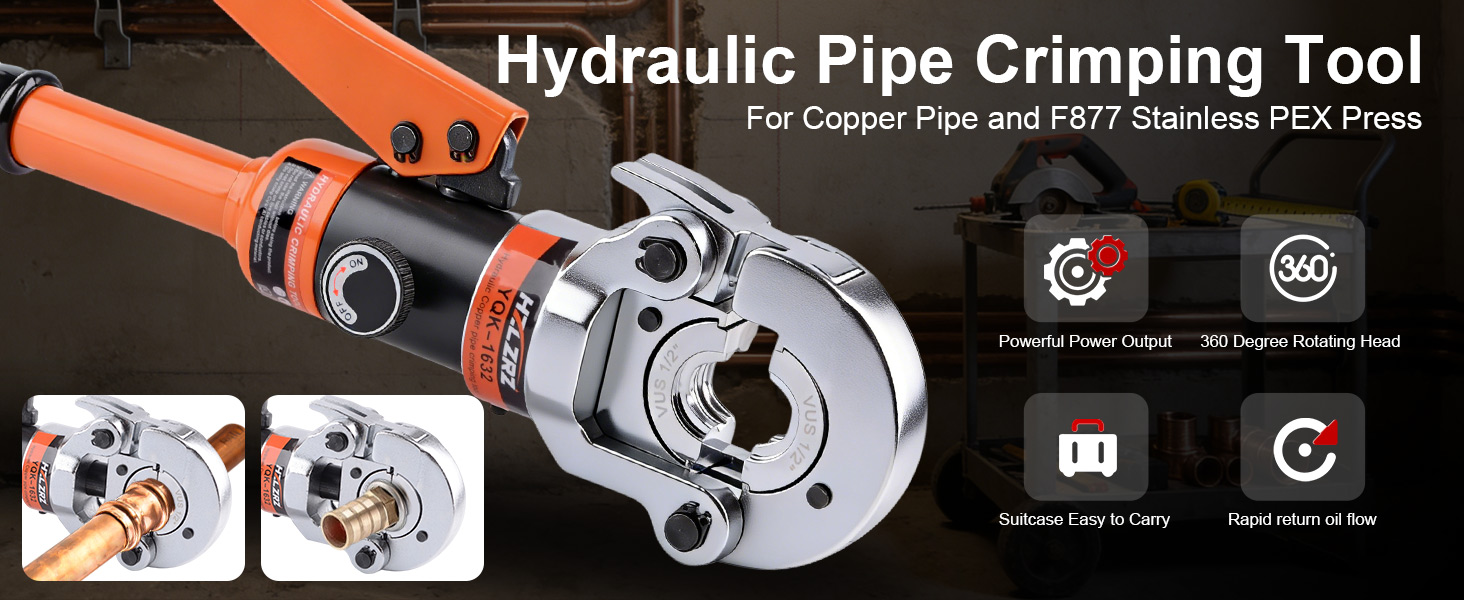 Hydraulic pipe crimping tool