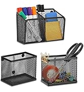 Neudeco Locker Shelf Organizer, Magnetic Pencil Holder, Metal Storage Basket for Whiteboard, Refr...
