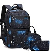 Galaxy School-Bag Backpack with Lunch-Bag for Boys Middle-School Elementary Bookbag