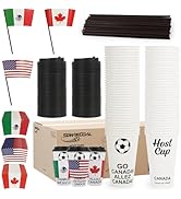Sowinvent 16 oz White Disposable Soccer Party Paper Cups Canada Mexico USA (World Hosts) 120 Sets...