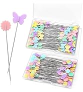 Fteven 200PCS Sewing Pins Flat Head Straight Pins Kits, Head Sewing Supplies Quilting Pins, Flowe...