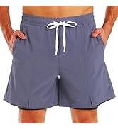 TXJ Sports Men's 2 in 1 Running Shorts 5" Athletic Workout Shorts for Men with Compression Liner ...