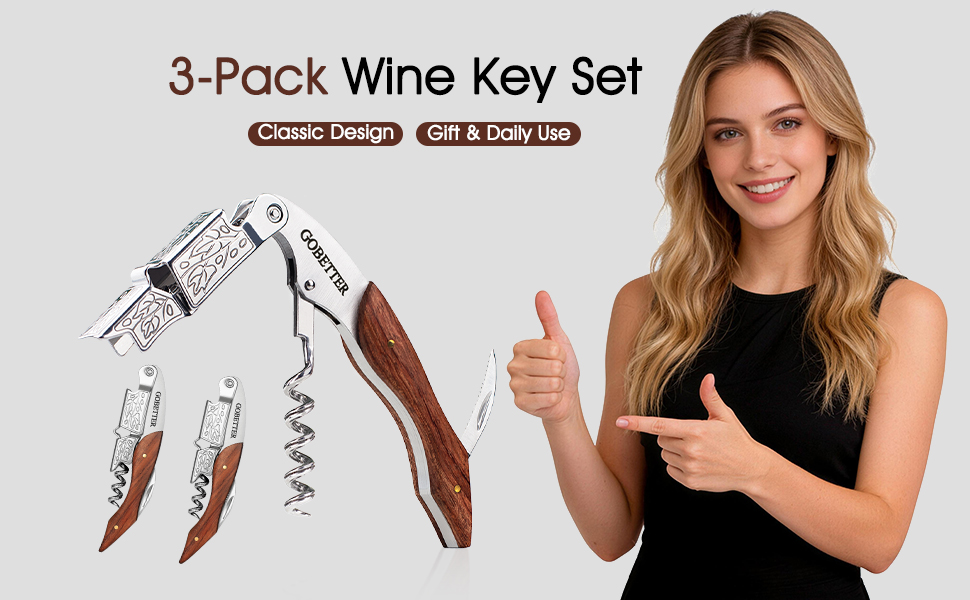 travel wine opener bar bottle opener wine opener with foil cutter Pack of 3