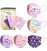 Kids Disposable Face Masks, 50 Pack Kids Mask for Girls 4-12, Individually Wrapped Colorful Unico...