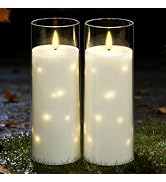 kakoya Large Solar Flameless Candles Outdoor Waterproof 11" x 4",2Pcs LED Pillar Candles Included...