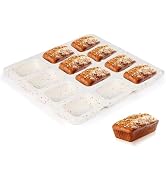 CAKETIME Mini Loaf Pan, Silicone Mini Bread Loaf Pans 12 Cups for Baking Mini Bread, Brownie, Cor...