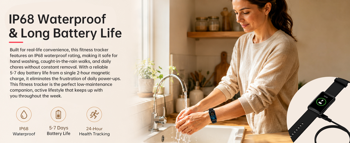Waterproof fitness tracker watch