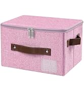 ANMINY Storage Bins with Zipper Lid Storage Boxes with Label Holder PU Leather Handles Washable F...
