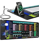 Mouse Pad with Foldable Phone Holder, Wireless Charging Desk Mat with Excel/Word/PowerPoint/Windo...