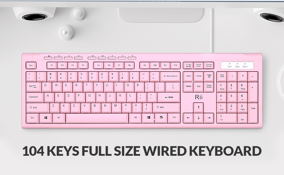 RK907 USB Wired Keyboard -Pink