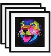 ELSKER&HOME 18x18 Frame Black 3 Pack, 14x14 frame with Mat or 18x18 Photos without Mat Set of 3, ...