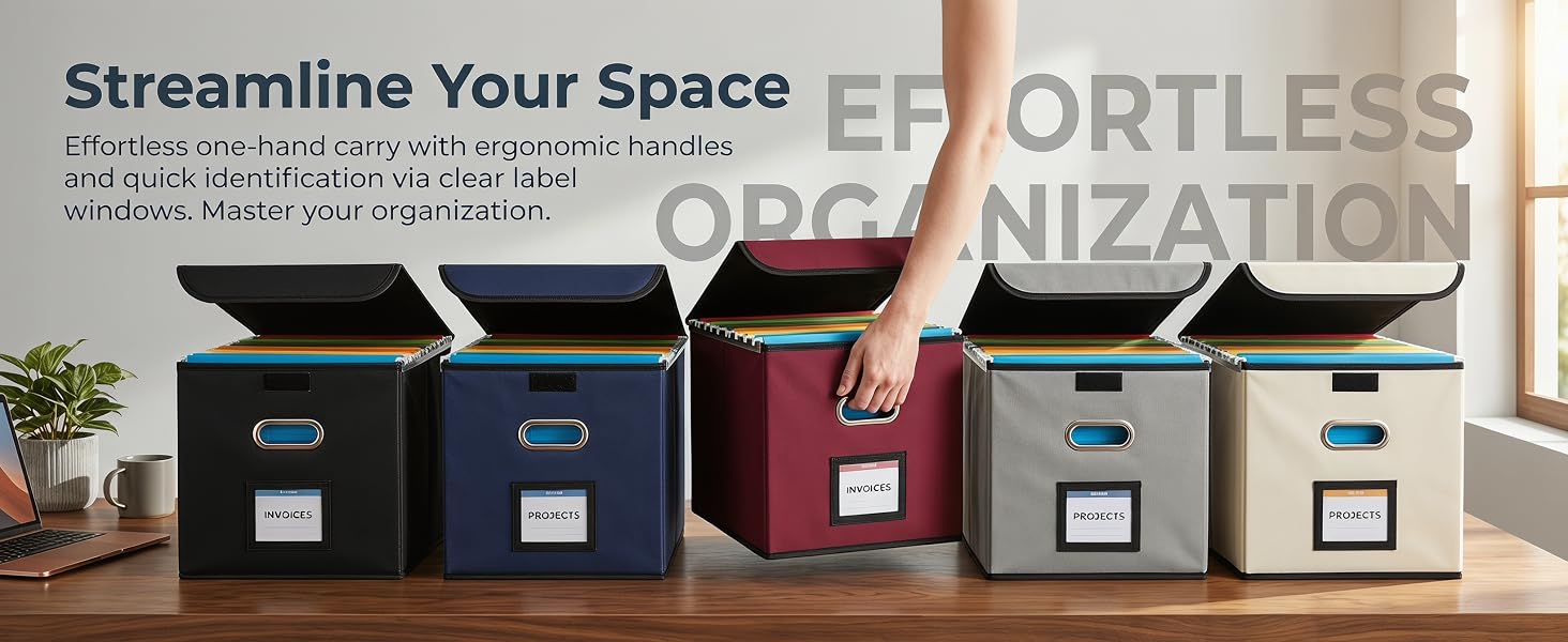 Collapsible Multifunctional Filing Storage Organizer - The outer box with linen fabric can dustproof