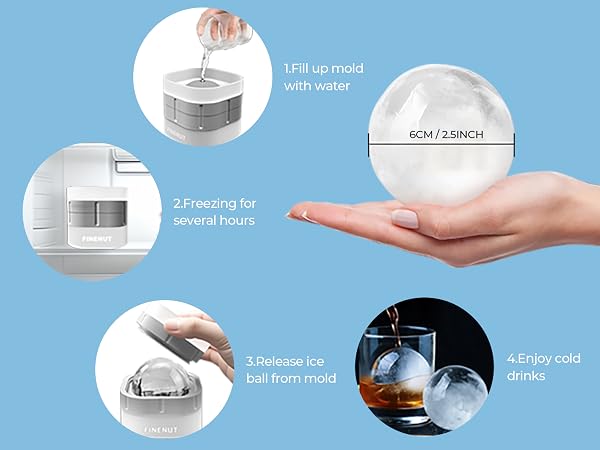 Keeps Drinks Chilled Longer Large round ice cubes melt slower