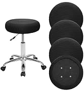 FMLIUY 4 Pcs Bar Stool Covers, 100% Polyester Black Elastic Stool Covers Round, Fit for Dia 11-14...