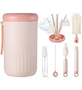 Ariseno Travel Bottle Cleaner Kit, 6-in-1 Baby Bottle & Accessory Brush Set, Drying Rack, Organiz...