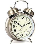 Super Loud Alarm Clock for Heavy Sleepers Adults,Twin Bell Retro 4 Inch Silent Non-Tickin...